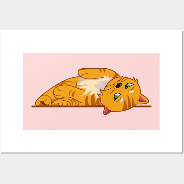 lying down orange cat Wall Art by KM Design